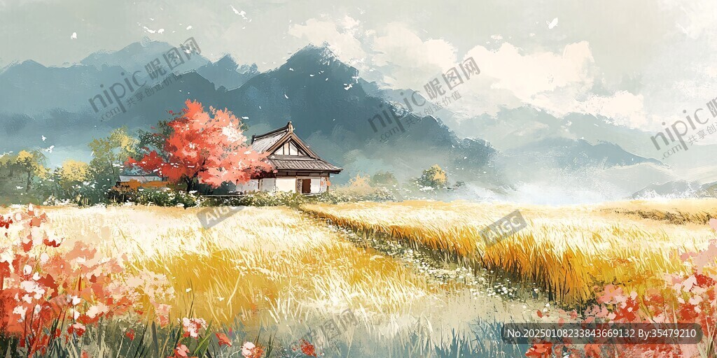 古風(fēng)秋天景色插畫