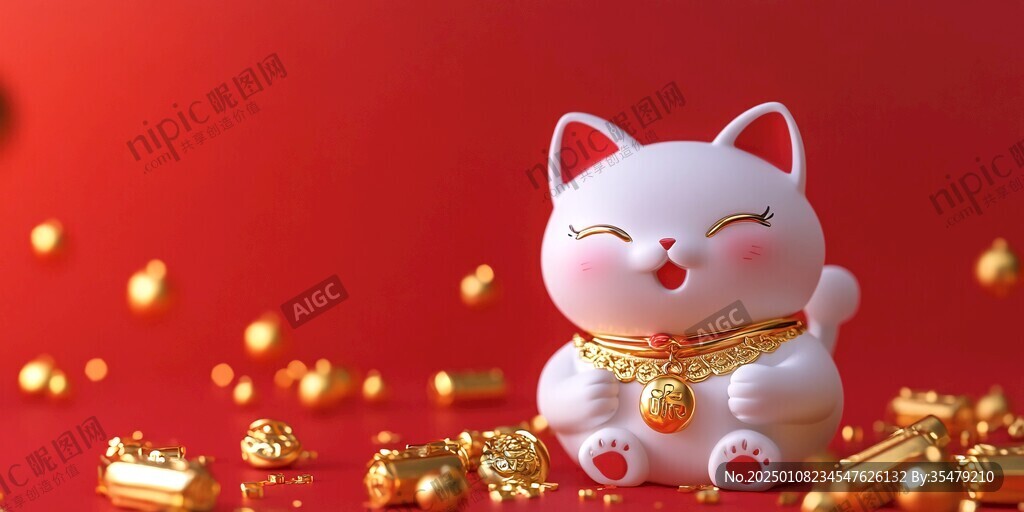 招財(cái)貓恭喜發(fā)財(cái)大拜年