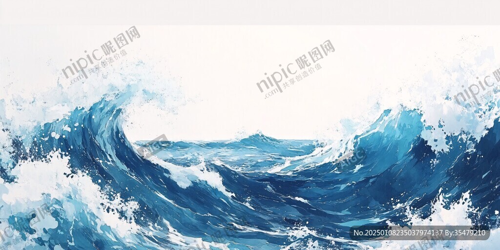 波濤海浪插畫