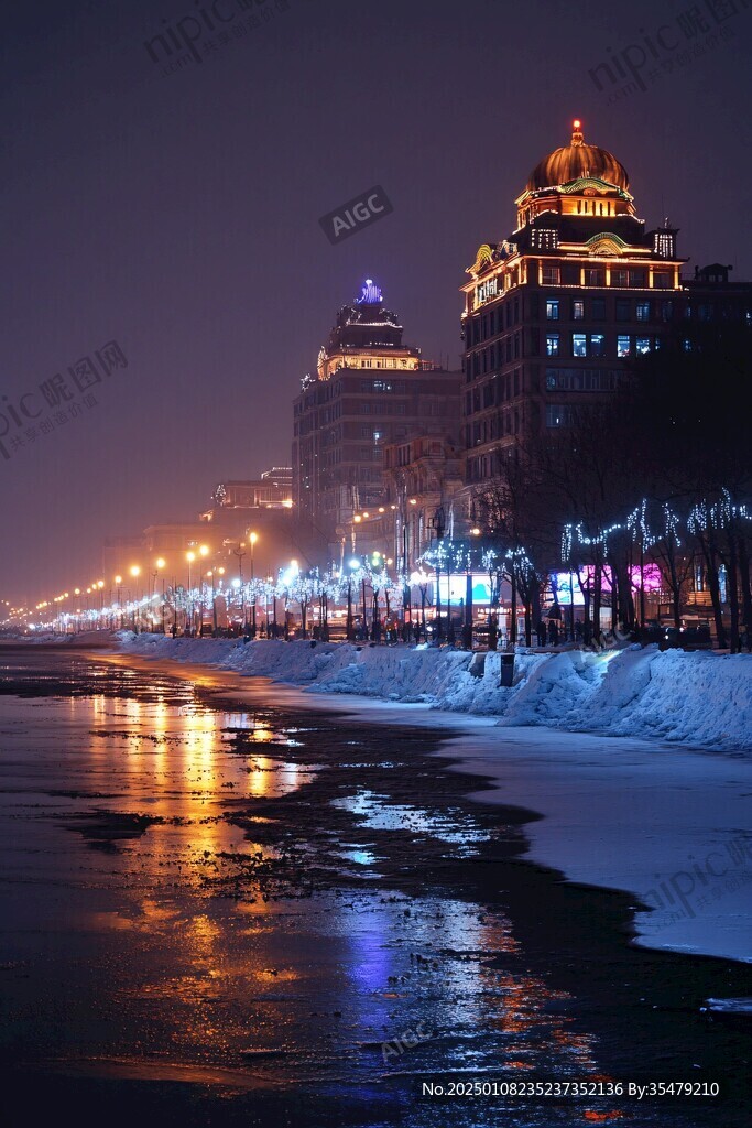 冬季松花江夜景