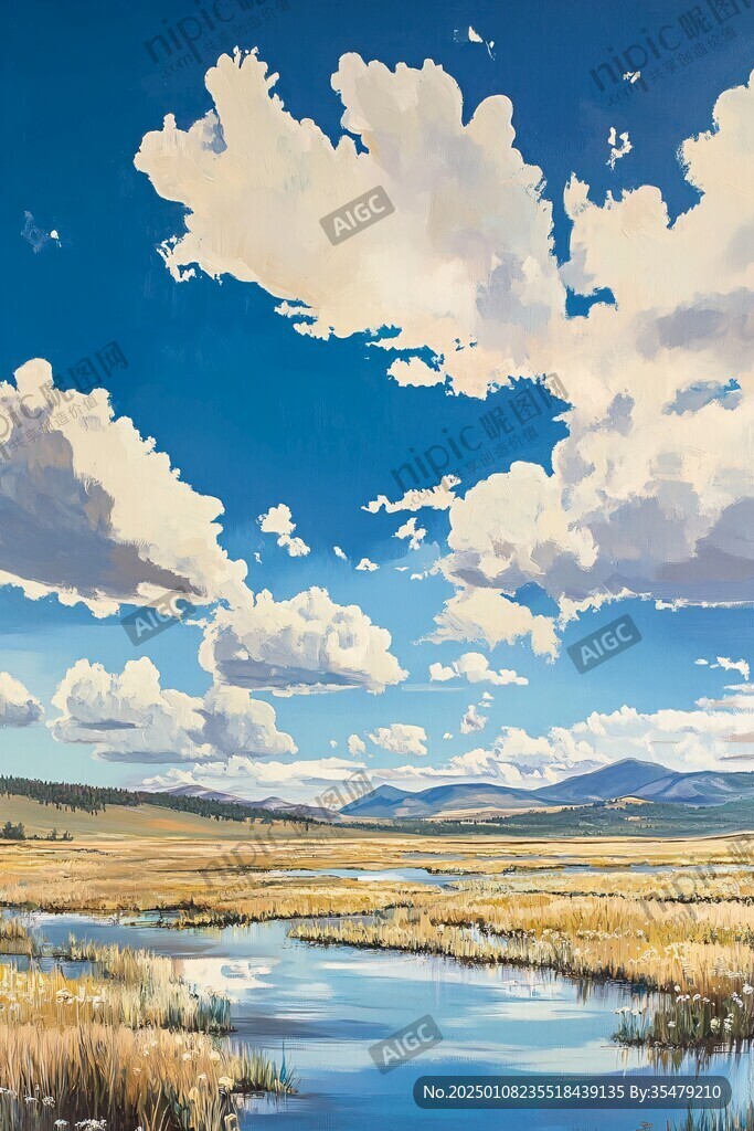 巨幅草原濕地風景