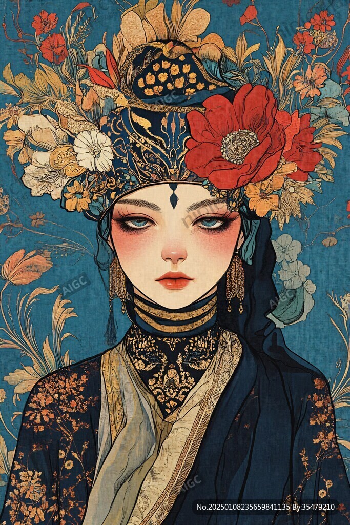 京劇花旦插畫