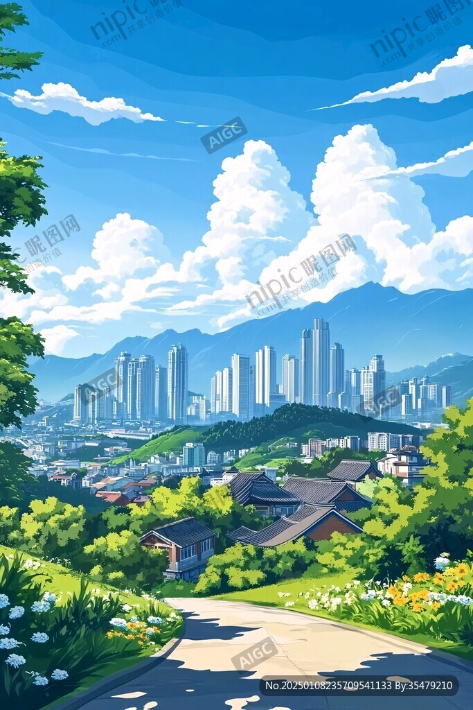 插畫城市風(fēng)光