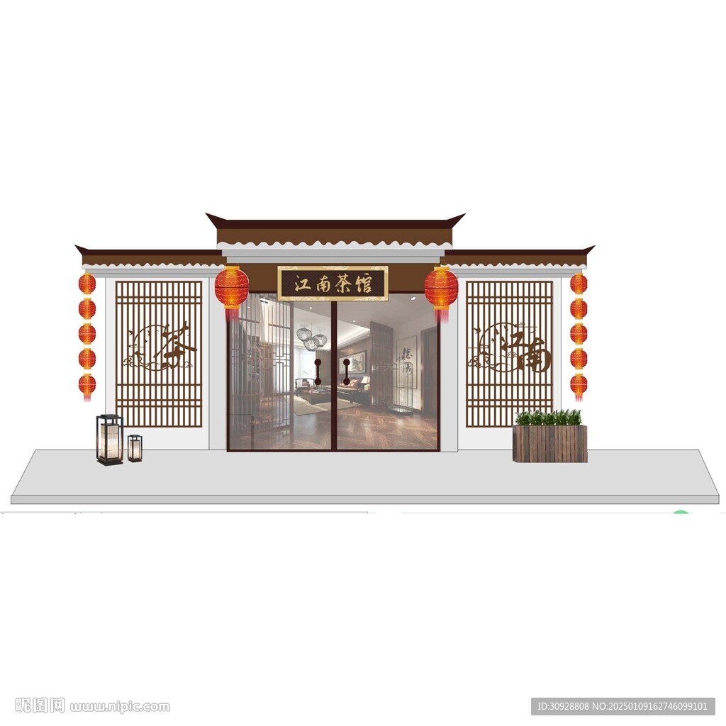中國風(fēng)古典復(fù)古飯莊茶肆門頭