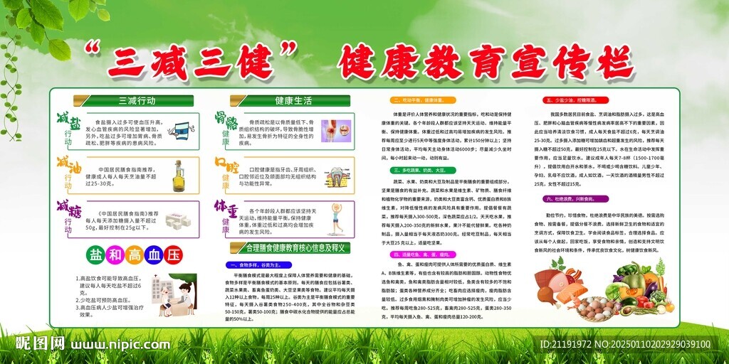 三減三健健康教育宣傳欄
