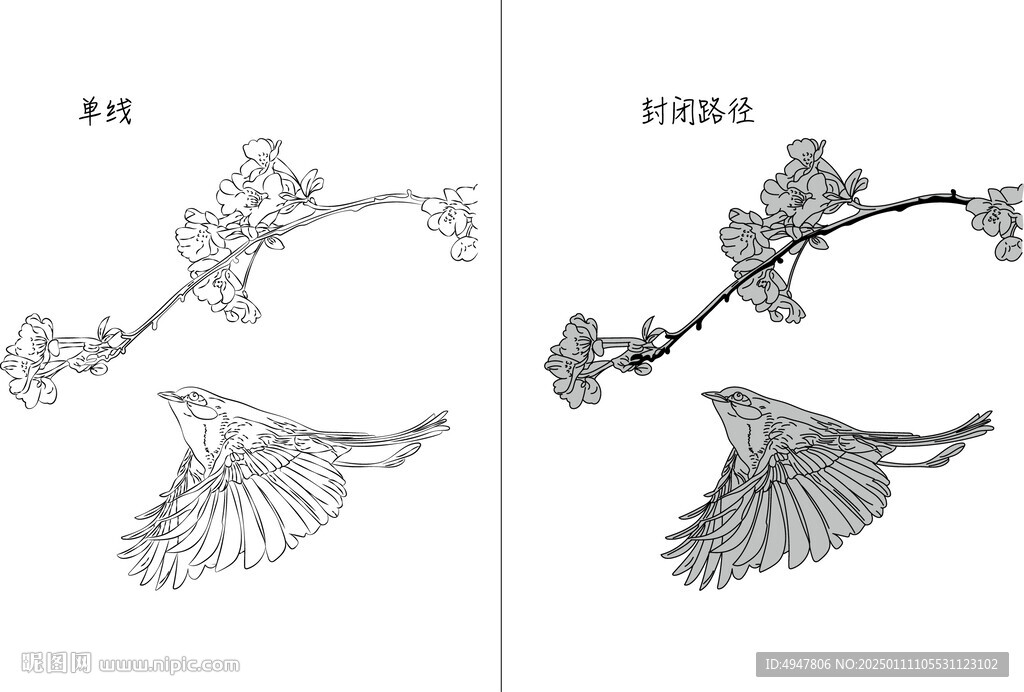 鳥與花 矢量圖