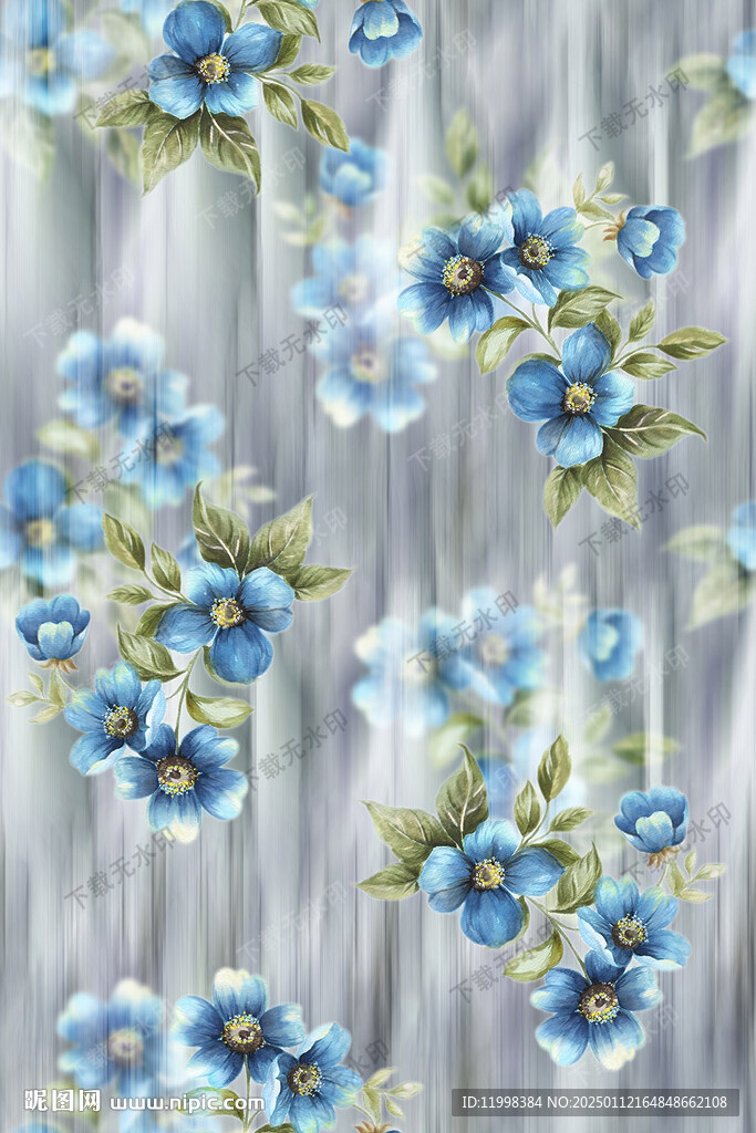暈染花卉印花