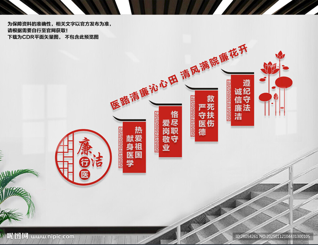 廉潔行醫樓梯文化墻