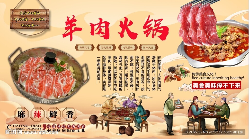 羊肉火鍋背景墻