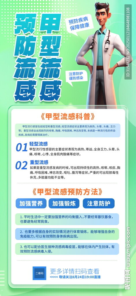 預(yù)防甲流流感醫(yī)療科普海報(bào)