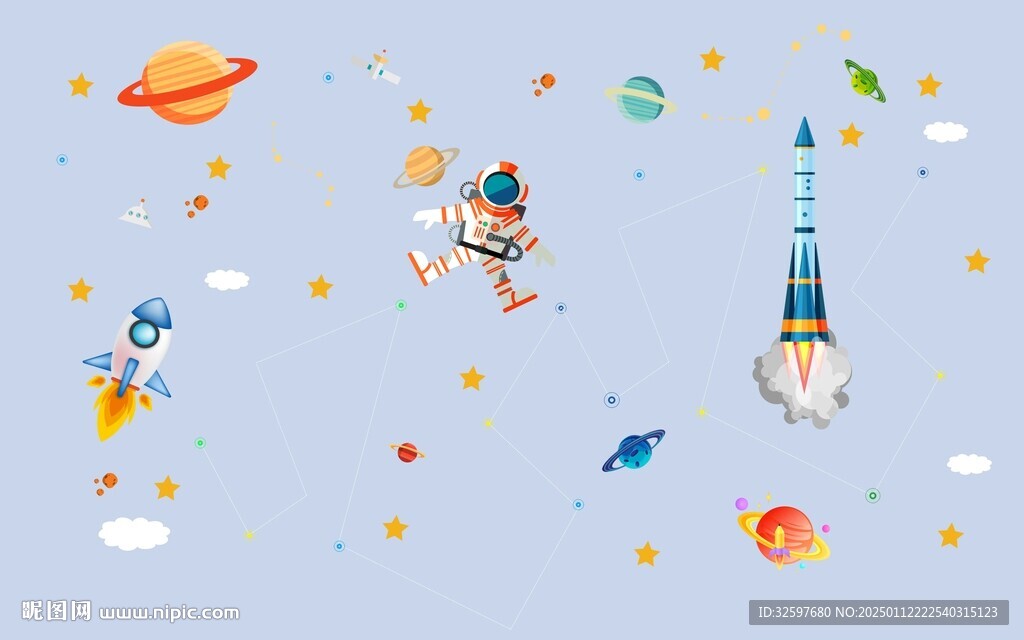 卡通兒童星空臥室背景