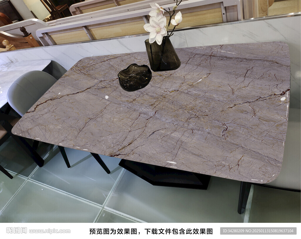 巖板餐桌奢石超晶石大理石源文件