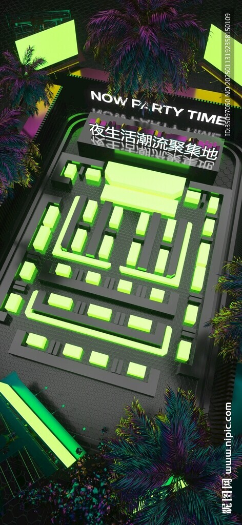 酒吧夜店ktv霓虹C4D臺位圖