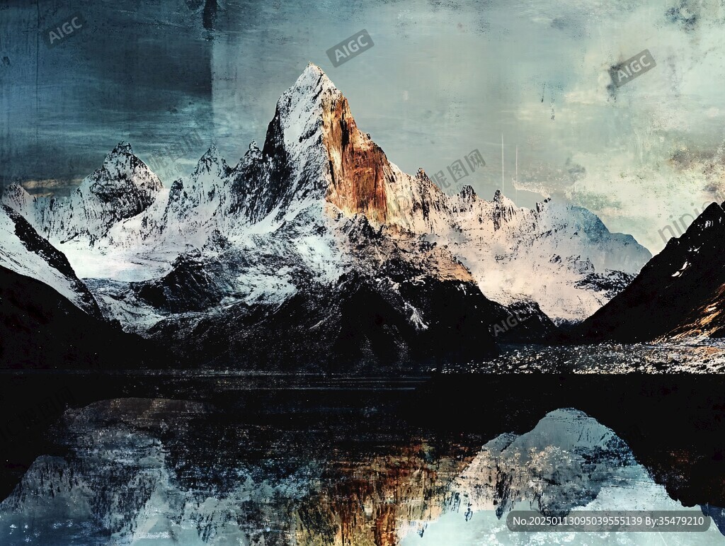 壁畫電腦畫山脈高山