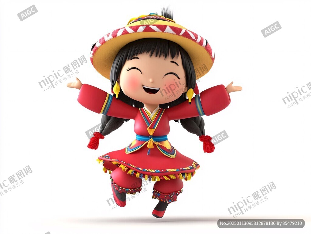羌族卡通女孩