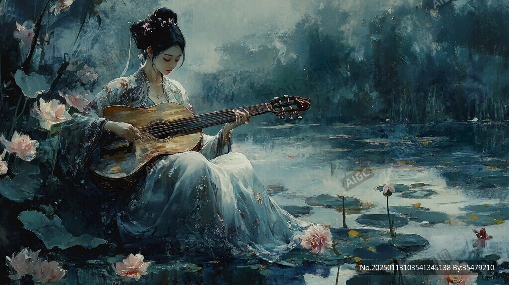 婀娜少女彈琵琶