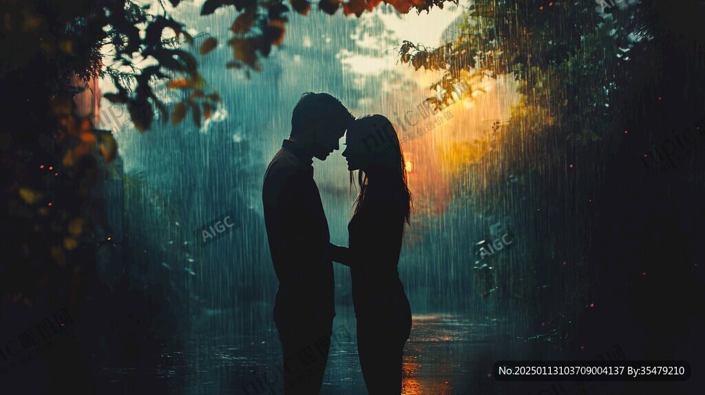 情侶雨中漫步