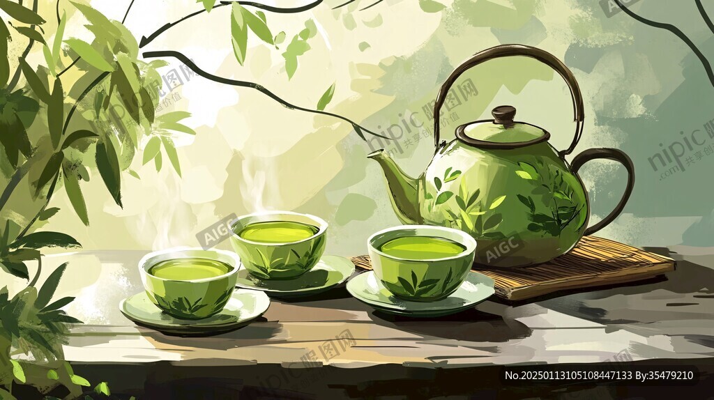 綠茶插畫