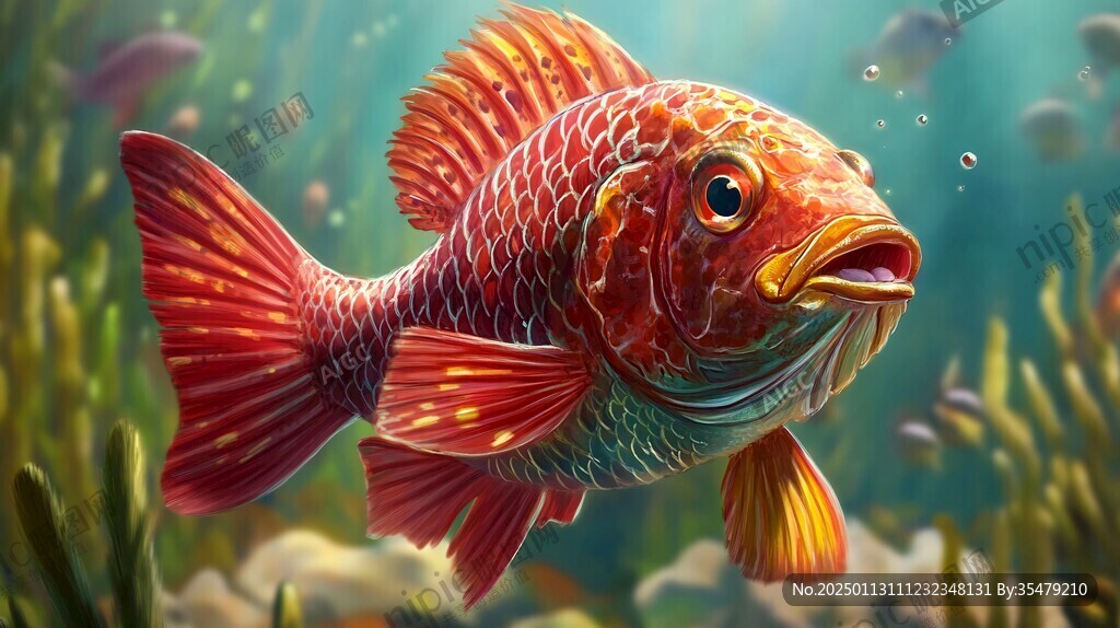 卡通寫實紅鯉魚