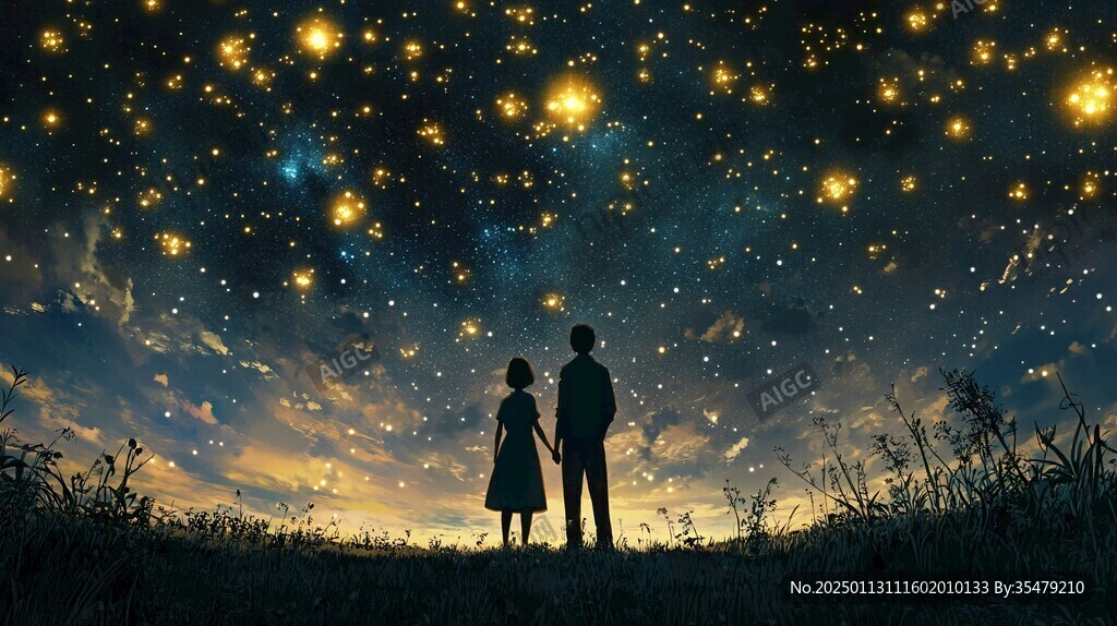 情侶看流星雨
