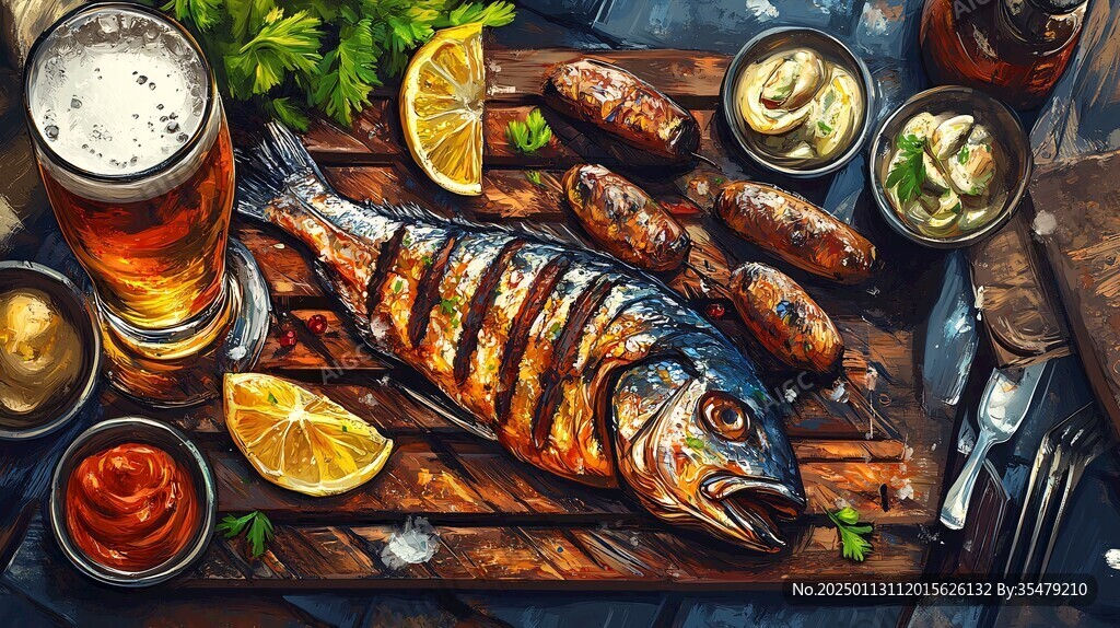 啤酒魚壁畫