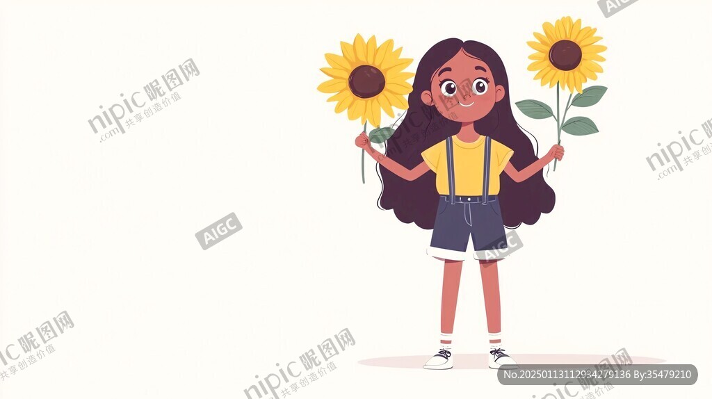 女孩采葵花