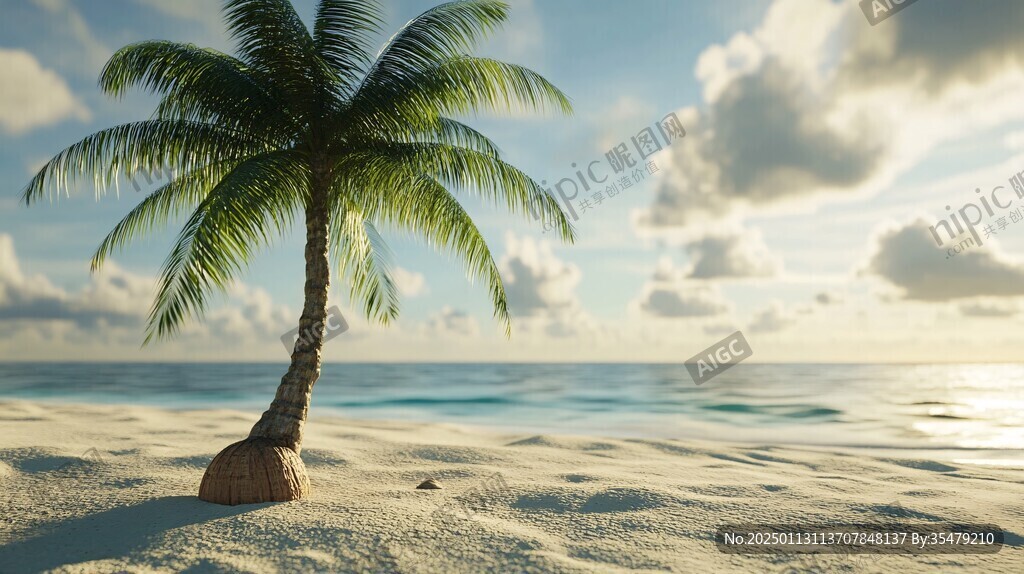 海灘椰樹風(fēng)景