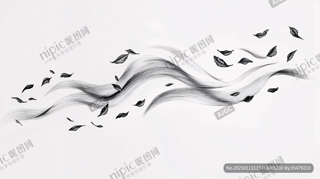 波浪水墨線條裝飾