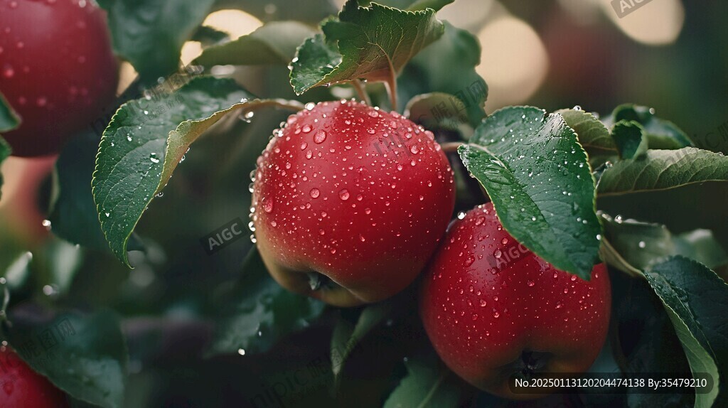 在枝頭上淋雨的蘋果