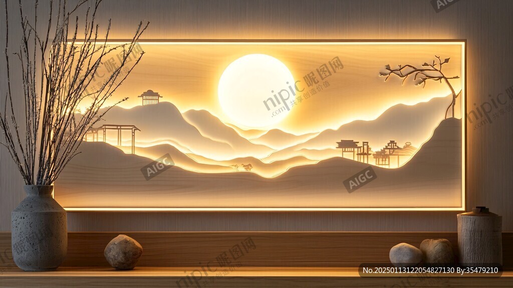 發(fā)光新中式山水