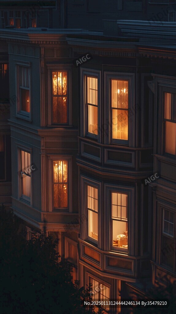 住宅樓外墻夜景燈光