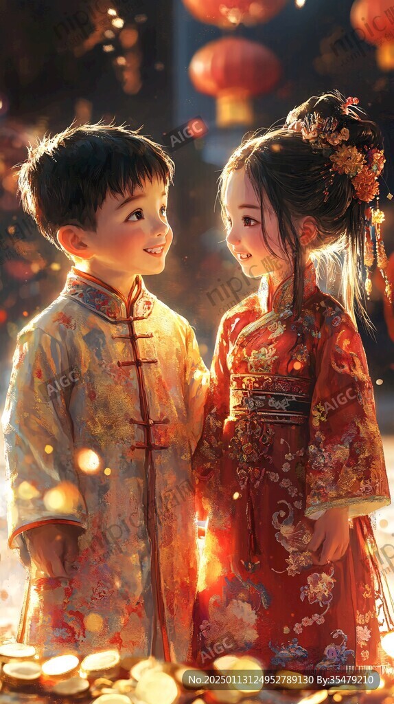 童男童女捧福