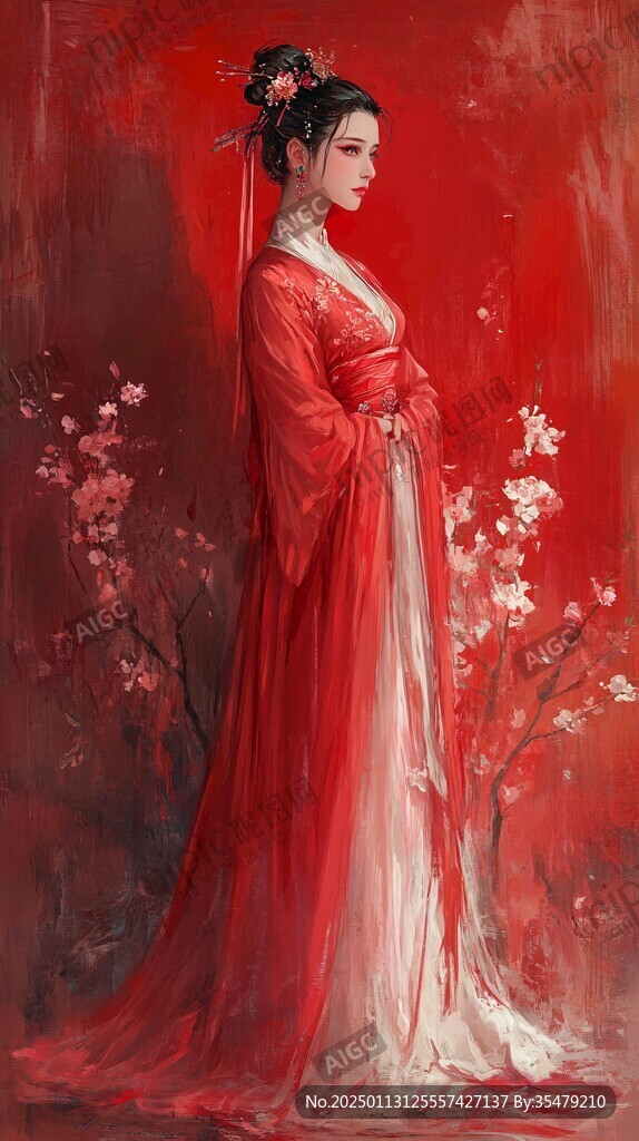 紅衣少女設(shè)計(jì)古風(fēng)