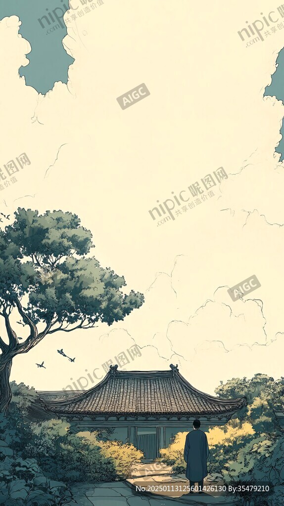 古風故宮插畫