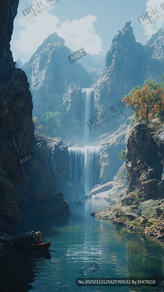 唯美風景山間流水