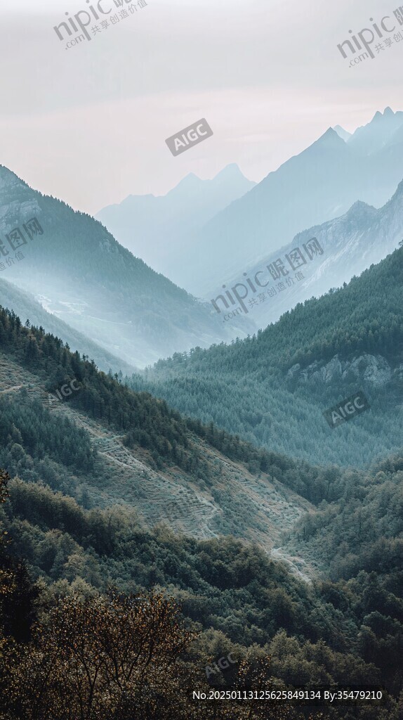 藍(lán)調(diào)風(fēng)景山川