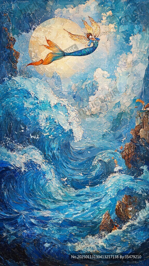 古風海浪包裝插畫