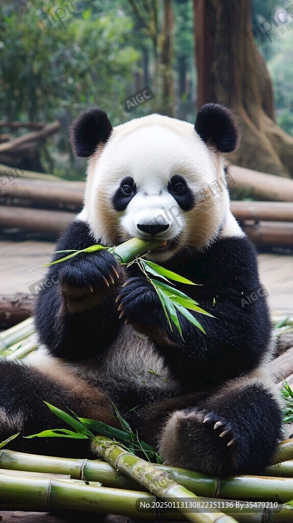 吃竹筍的大熊貓