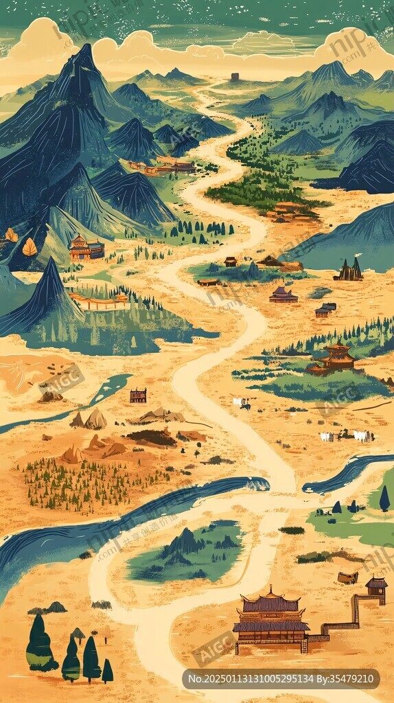 黃河流域插畫