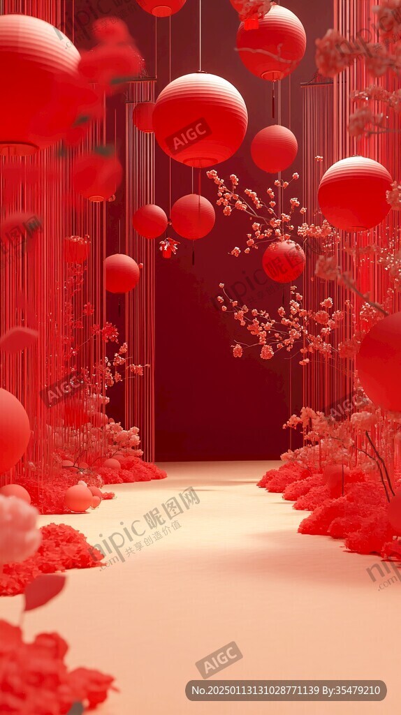 紅色立體場(chǎng)景