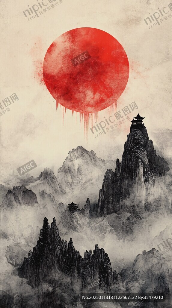 插畫(huà)紅日