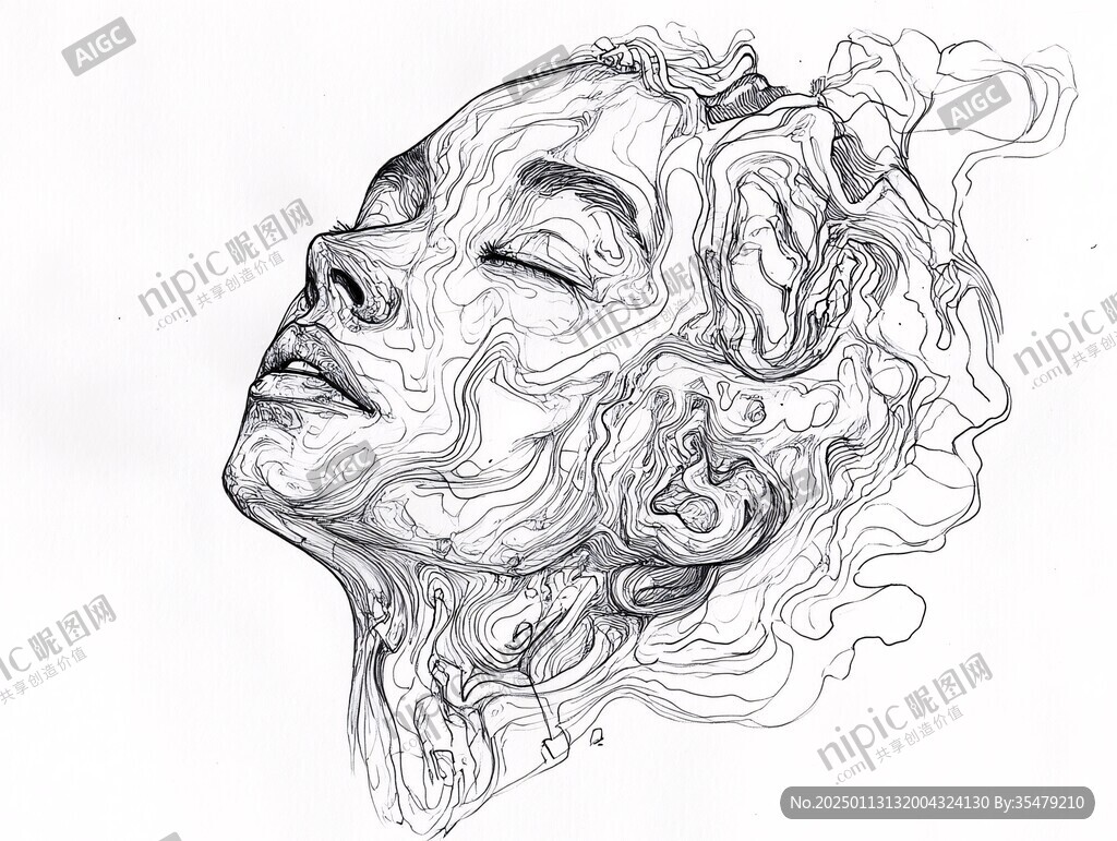 扭曲人像插畫