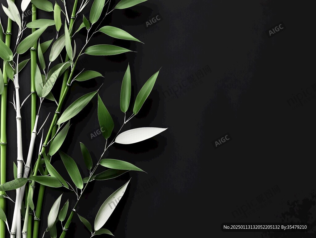 黑背景翠竹高清照片
