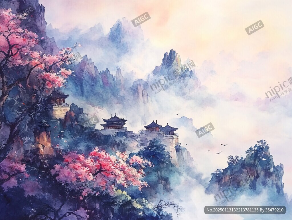 武當(dāng)山插畫