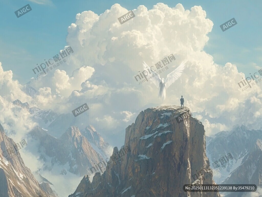 云霧飛鳥山峰