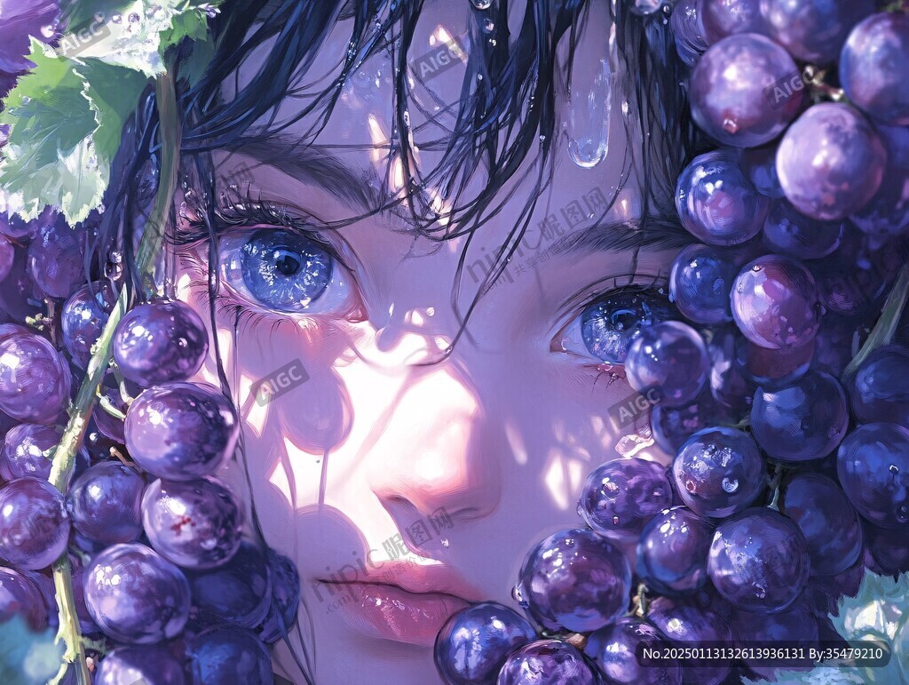晴王葡萄插畫