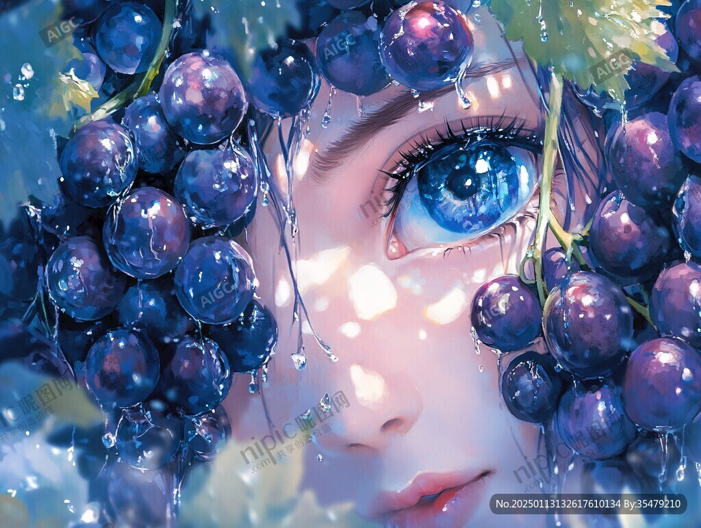 藍(lán)莓插畫美女