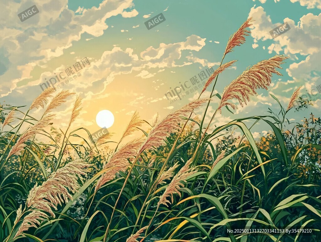 狗尾草插畫