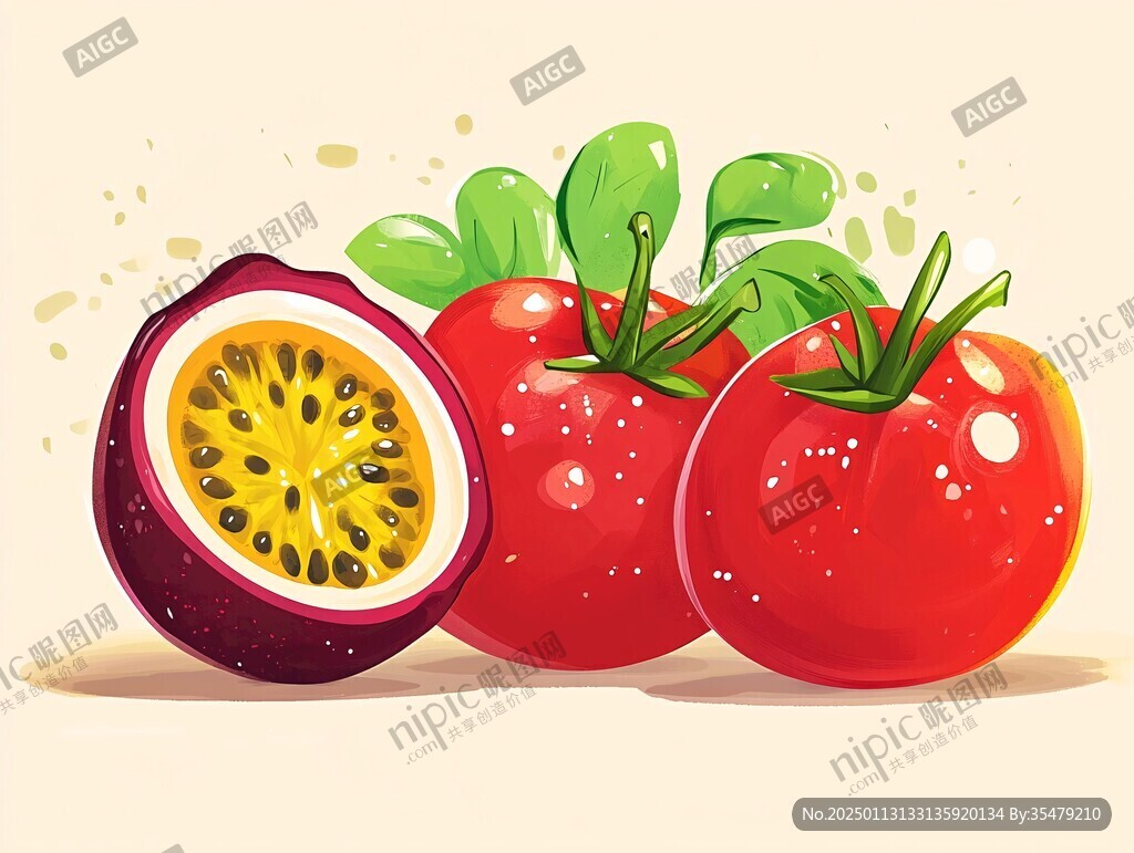 扁平西紅柿插畫