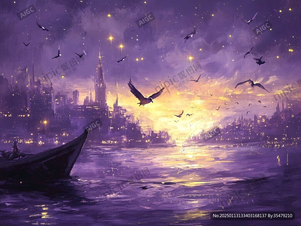 手繪紫色夢(mèng)幻場(chǎng)景